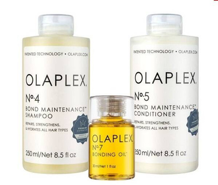 Zestaw Olaplex No.4, No.5, No.7 - Szampon, Odżywka, Olejek Wygładzający 