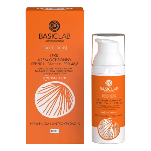 BasicLab- Lekki Krem Ochronny Prewencja i Antyoksydacja SPF 50+  50ml