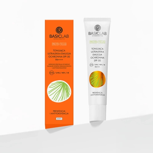 BasicLab- Tonująca Ultralekka Emulsja Ochronna SPF 50 Prewencja i Antyoksydacja 40ml