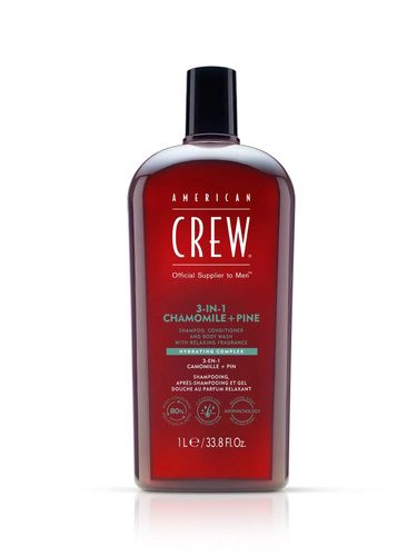 American Crew 3-in-1 Chamomile + Pine Szampon, Odżywka i Żel pod Prysznic 1000ml