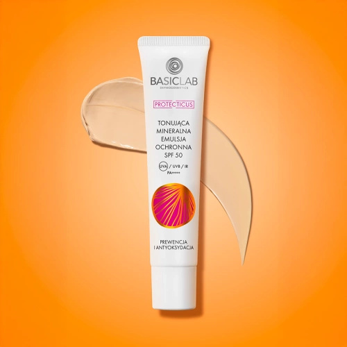 BasicLab- Tonująca Mineralna Emulsja Ochronna SPF 50 Prewencja i Antyoksydacja 40ml