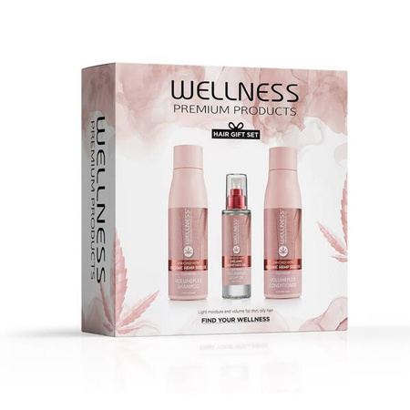 WELLNESS PREMIUM PRODUCTS VolumePLEX zestaw nawilżający do włosów cienkich (szampon 500ml | odżywka 500ml | olejek 100ml)